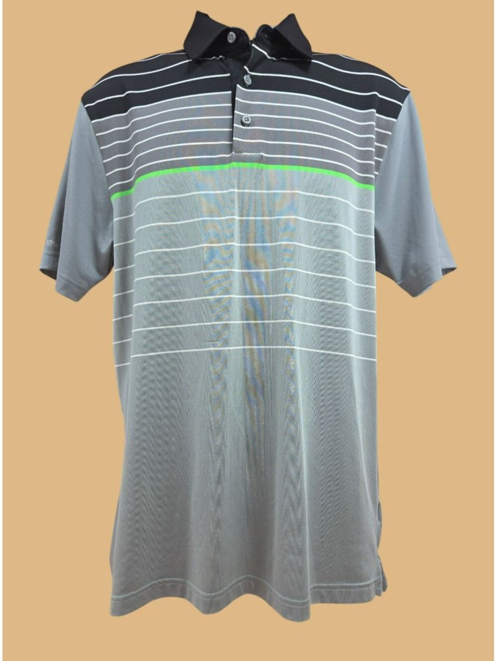 Under Armour Mens HeatGear ColdBlack Gray Striped Polo Medium